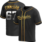 Black Golden Replica Kyle Finnegan Youth Washington Nationals Alternate Jersey